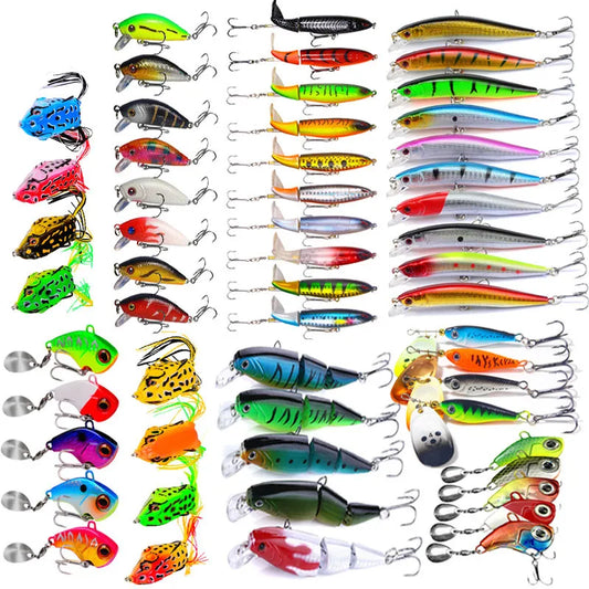 Fishing Lure Tackle Kit Set Hard Bait Artificial Rotating Floating Fishing Minnow Crankbait Wobblers Spinner Sinking Hooks Lures